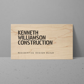 Bold Stenciled Wood Construction Business Card by 1201am at Zazzle