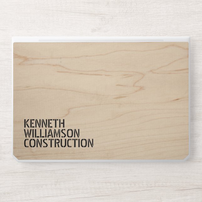 Bold Stenciled Wood Construction HP Laptop Skin (Front)