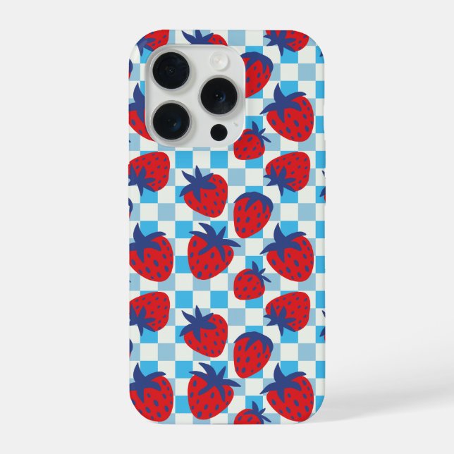 Bold Strawberry Checkerboard Pattern  iPhone Case (Back)