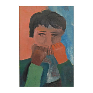 Bold Strength – Woman Leaning on Two Fists Acrylic Print