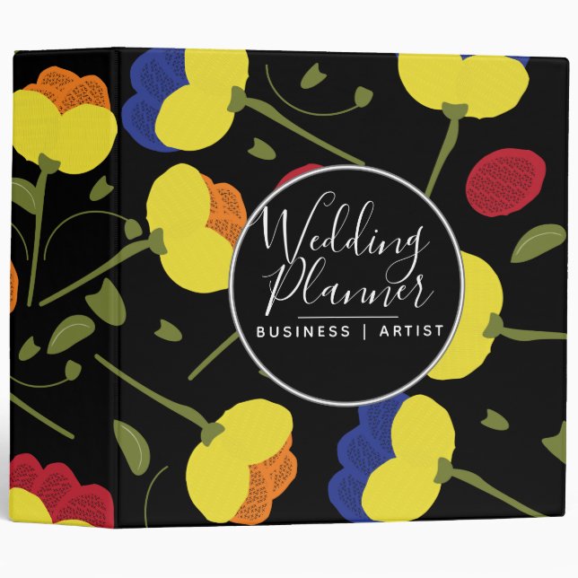 Bold Striking Poppy Floral Garden Wedding Planner 3 Ring Binder (Front/Spine)