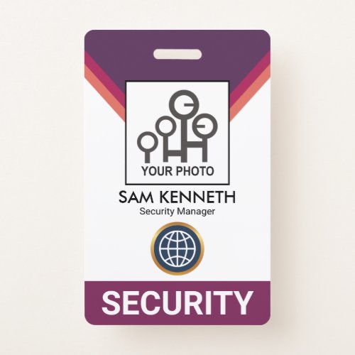 Bold Striking Triangles Security Photo Template ID Badge