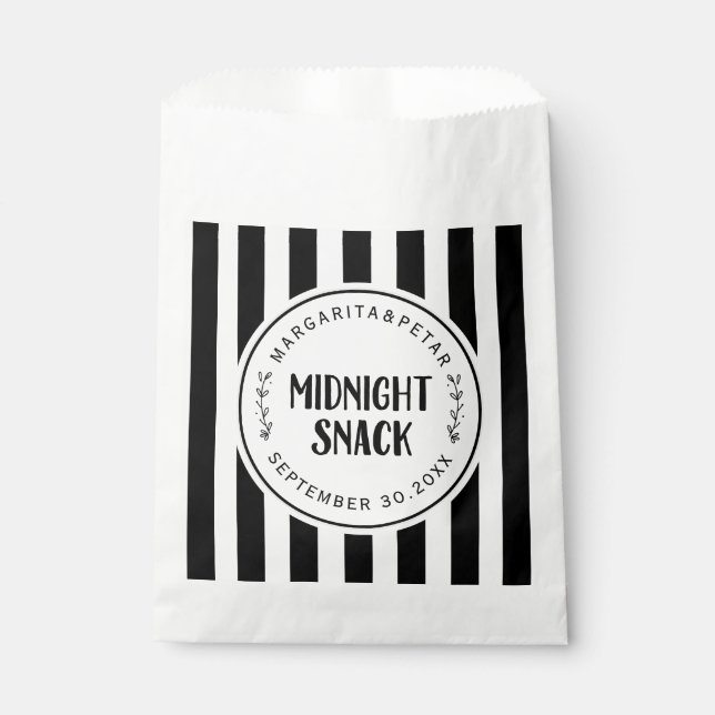 Bold Stripe Midnight Snack Wedding Favor Bag (Front)