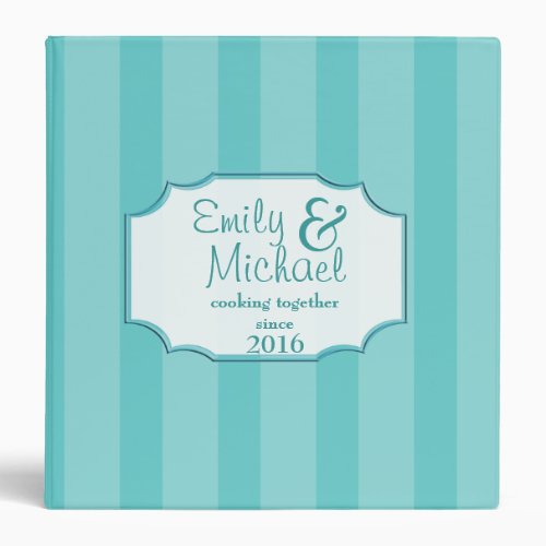 Bold Stripe Pattern Aqua Recipe Binder