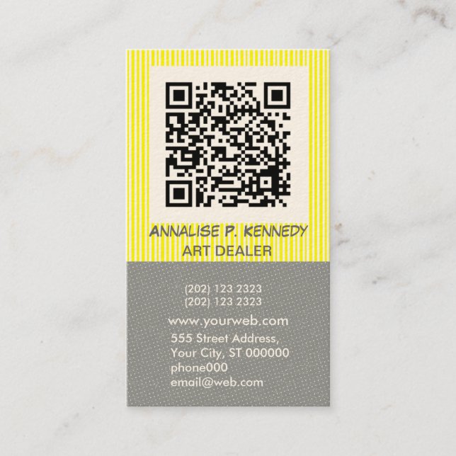 Bold Stripe QR Code Tech Business Card (Front)