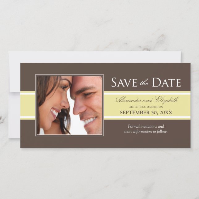 Bold Stripe Save the Date (chocolate/ivory) (Front)