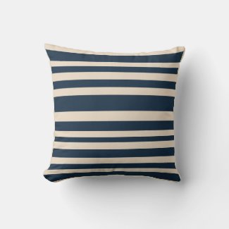 bold Striped Navy Blue and Beige Coastal Decor