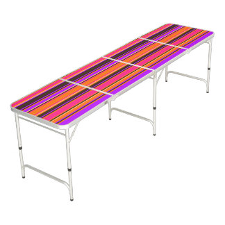 Bold Striped Pong Table - Orange, Magenta & Purple