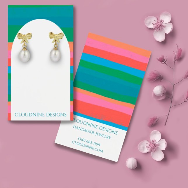 Bold Stripes Arch Earring Jewelry Display Card (Colorful stripes on this custom earring display card with an arch shape to highlight your creations)
