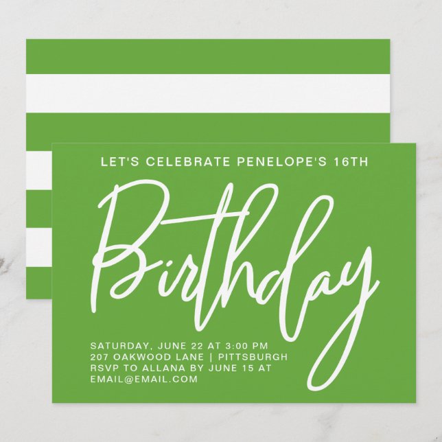Bold Stripes Birthday Party Invitation (Front/Back)