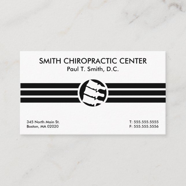 Bold Stripes Chiropractic Business Cards (Front)