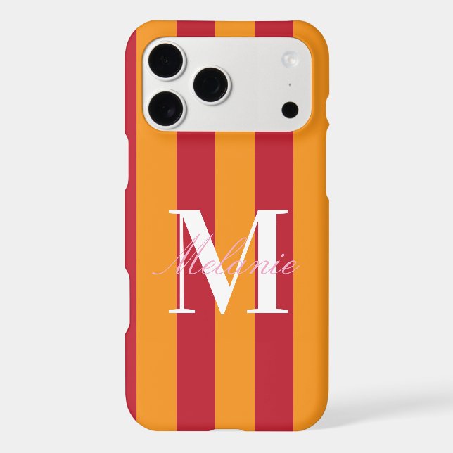 Bold Stripes Colorful Custom Monogram Initial Iphone Case (Back)