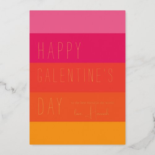 Bold Stripes  Happy Galentines Day Foil Holiday Card