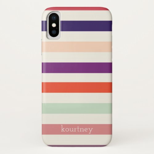 Bold Stripes Monogram iPhone X Case