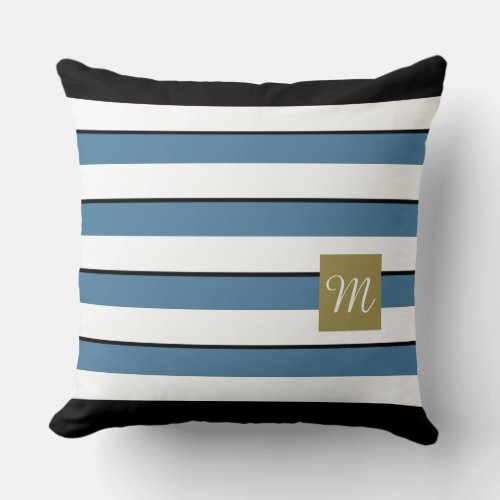 Bold Stripes Monogram Throw Pillow