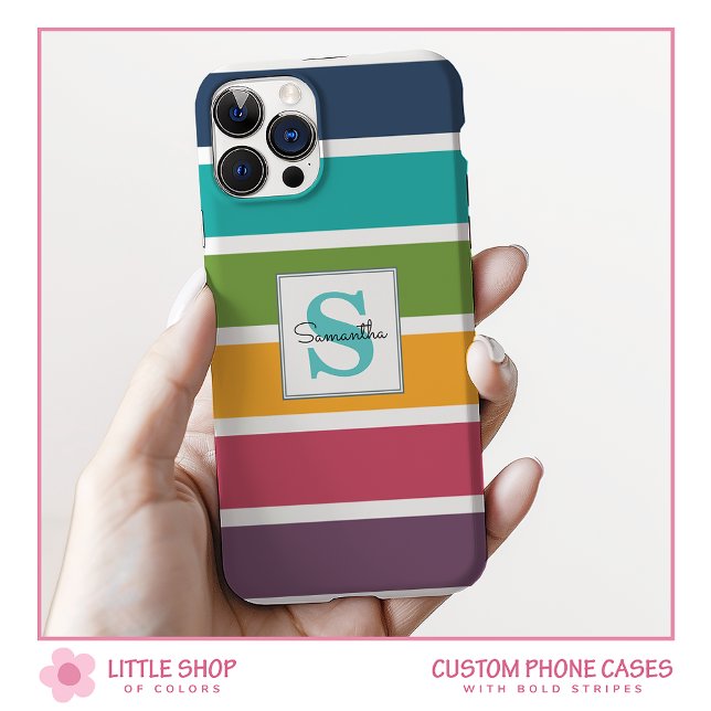 Bold Stripes Monogrammed Iphone Case (Creator Uploaded)