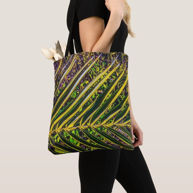 Bold Stripes of Palm Tote Bag (Close Up)
