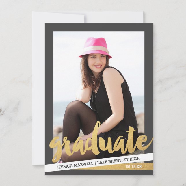 Bold Stripes Photo Graduation Party Invitation (Front)