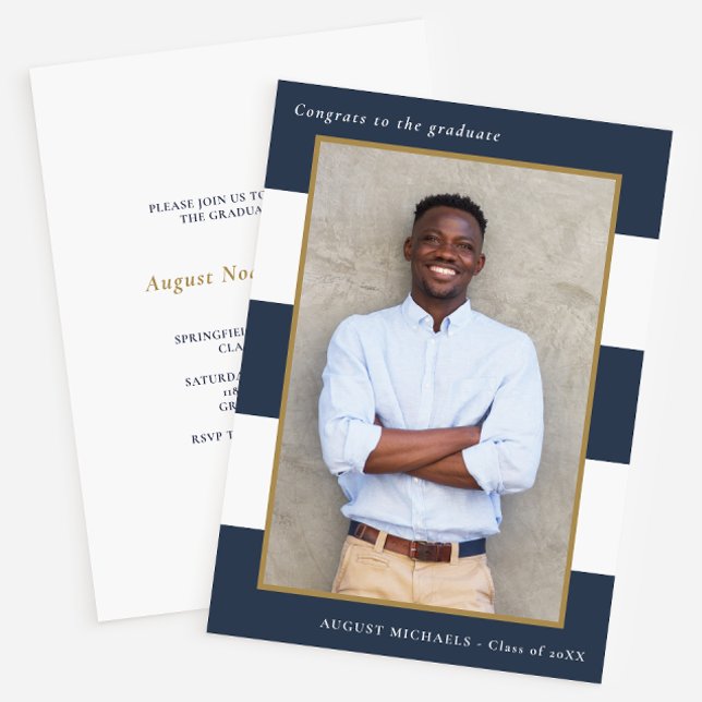 Bold Stripes Photo Graduation Party Invitation (Creator Uploaded)