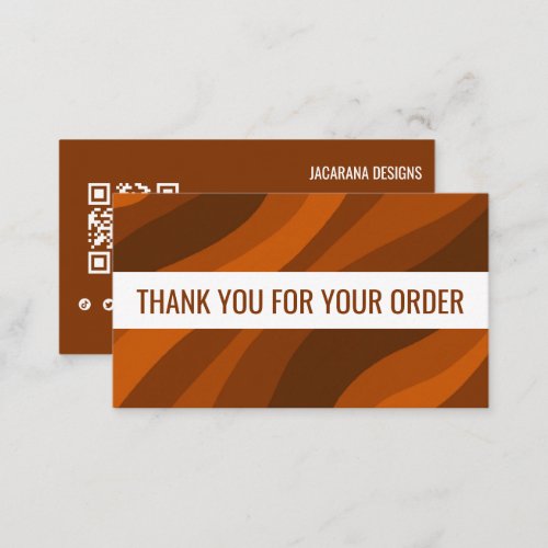 Bold Stripes QR Code Social Media Icons THANK YOU Business Card
