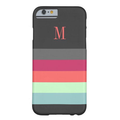 Bold Stripes with Monogram Barely There iPhone 6 Case