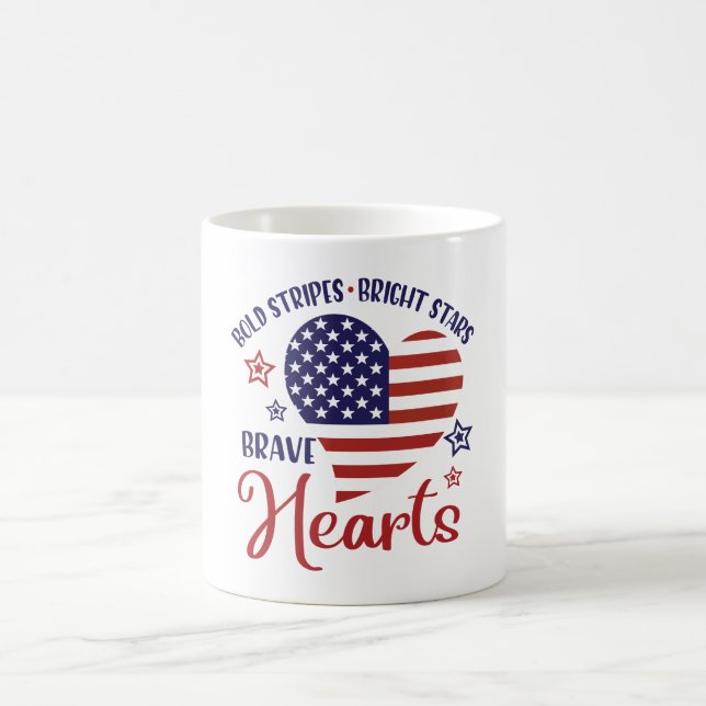 Bold Strips Bright Stars Brave Hearts Mug with US (Center)