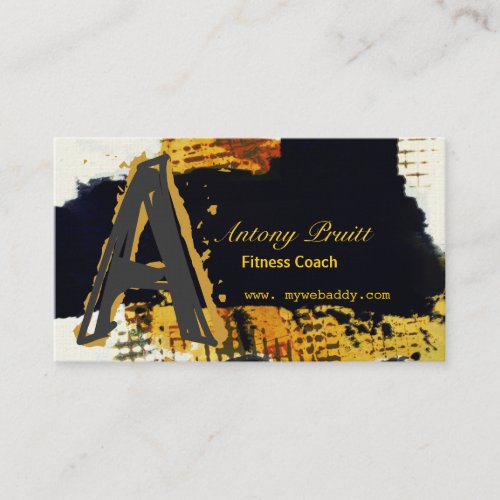 Modern Contemporary Abstract Art  Black  Gold Business Cards