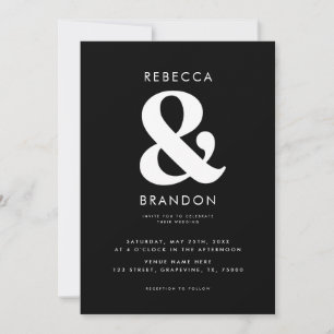 Bold Stylish Ampersand QR Code All in One Wedding  Invitation
