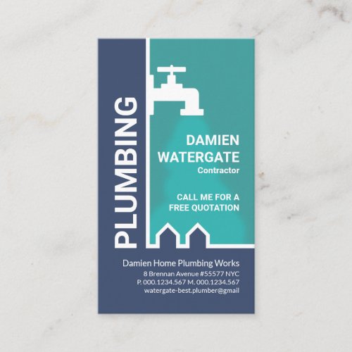 Bold Stylish Leaking Faucet Plumber Plumbing Business Card