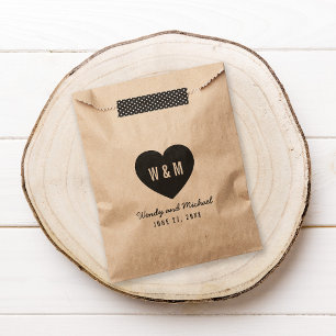 Bold Stylish Monogram Heart Rustic Wedding Favor Bag