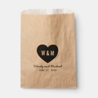 Bold Stylish Monogram Heart Rustic Wedding Favor Bag