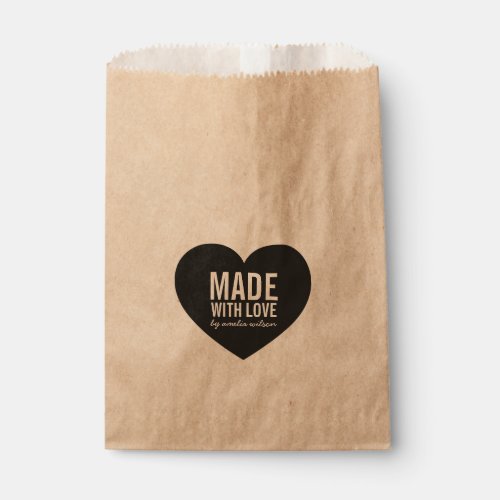 Bold Stylish Rustic Made with Love Heart Favor Bag
