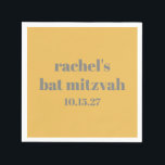 Bold Stylish Yellow Gray Custom Bat Mitzvah Napkins<br><div class="desc">Stylish Bold Typography Yellow and Gray Custom Cute Bat Mitzvah Napkins</div>