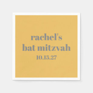 Bold Stylish Yellow Gray Custom Bat Mitzvah Napkins