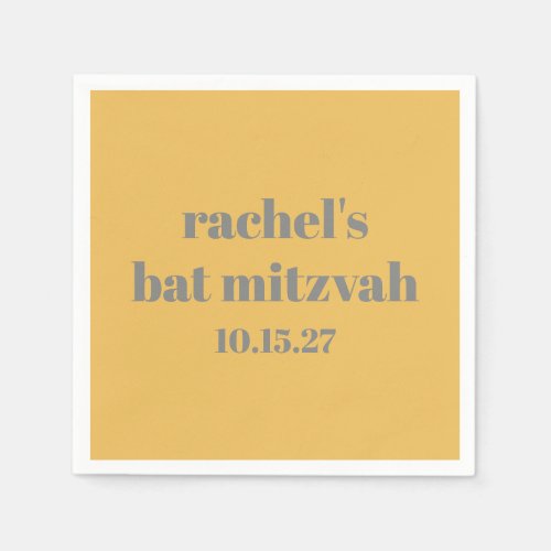 Bold Stylish Yellow Gray Custom Bat Mitzvah Napkins