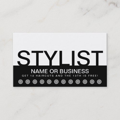 bold STYLIST customer loyalty card Business Card Templates