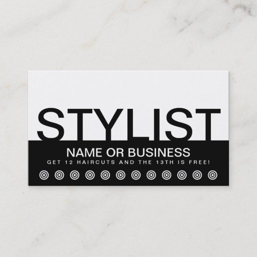Customizable bold STYLIST customer loyalty card Business Card Templates