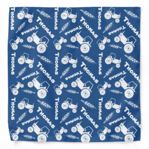 Bold stylized tractor graphic wheat personalized bandana
