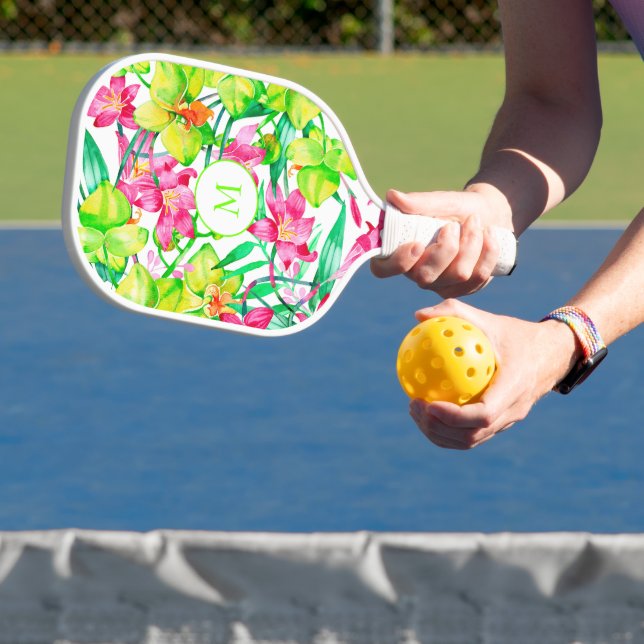 Bold summer colours and floral pickleball paddle (Insitu)