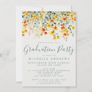 Bold Summer Floral Graduation Party Invitation
