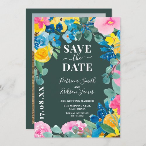  bold summer floral photo wedding save the date