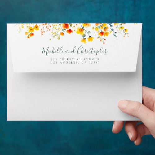 Bold Summer Floral Wedding Envelope