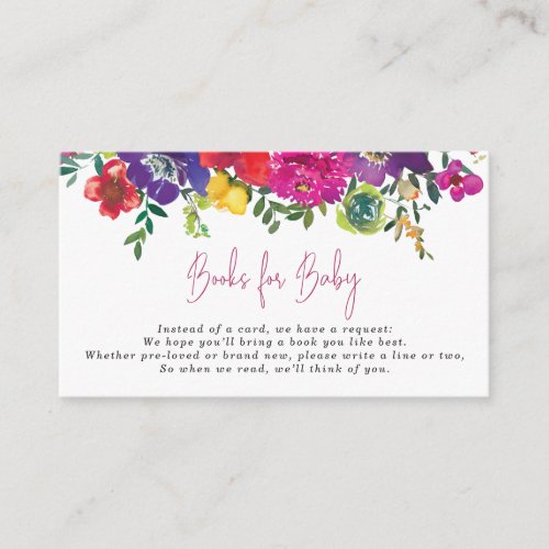 Bold Summer Flowers Books for Baby Enclosure Card