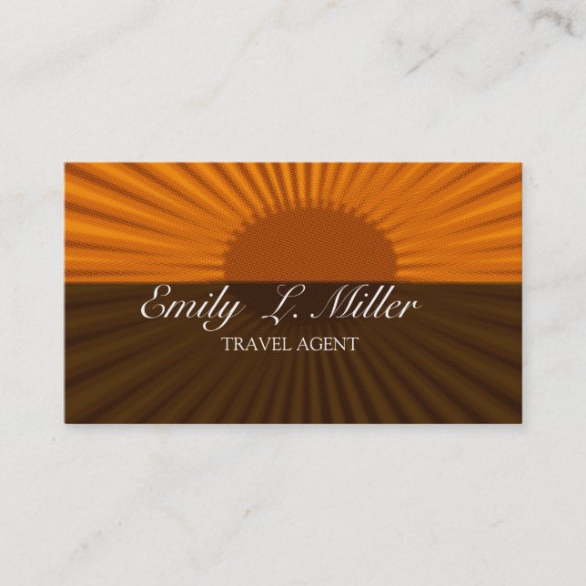 Bold Sun Rising Travel Agent Vacation Business Card (Front)