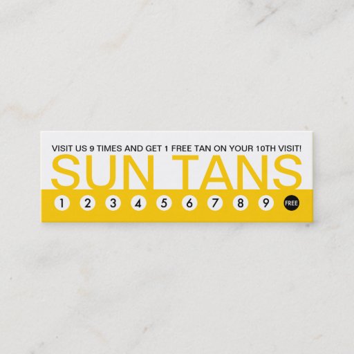 Customizable bold SUN TANS customer loyalty Business Cards