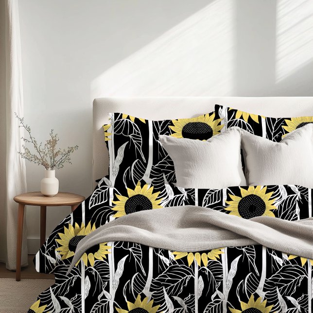 Bold Sunflower Linocut Artwork Duvet Cover (Creator Uploaded)