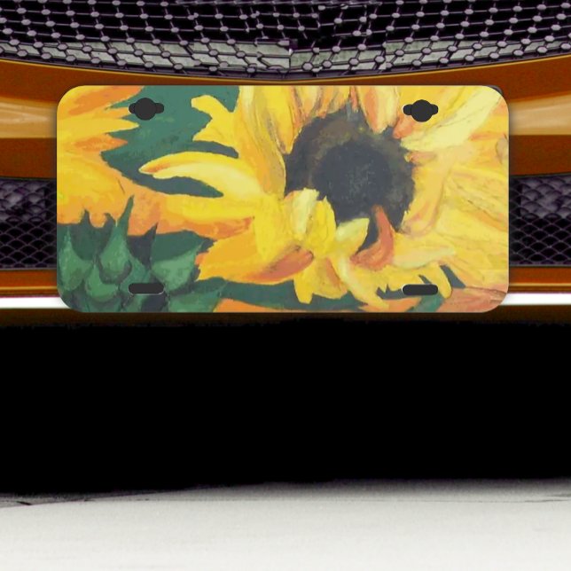 Bold Sunflower Macro View License Plate (Creator Uploaded)