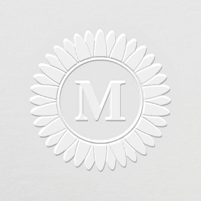Bold Sunflower Monogram Initial Custom Embosser (Design)
