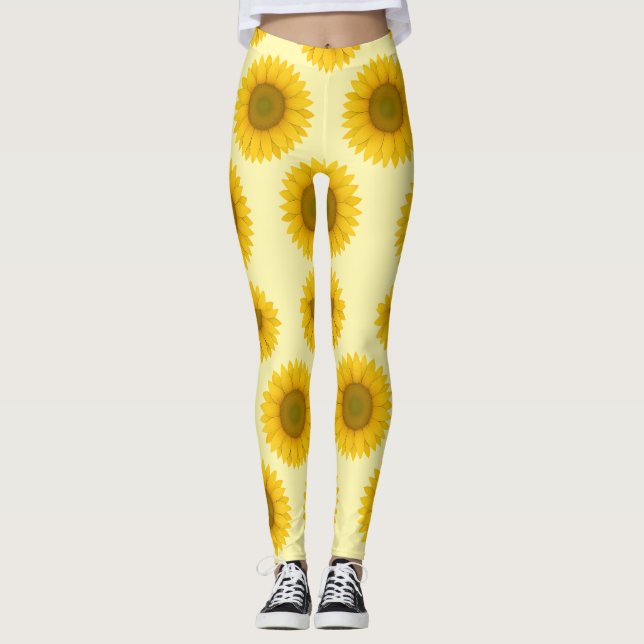 Bold Sunflower Pattern Leggings (Front)