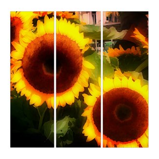 Bold sunflowers no2 - modern painting triptych